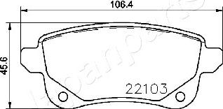 Japanparts PP-0704AF - Комплект спирачно феродо, дискови спирачки vvparts.bg