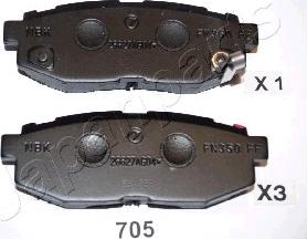 Japanparts PP-705AF - Комплект спирачно феродо, дискови спирачки vvparts.bg
