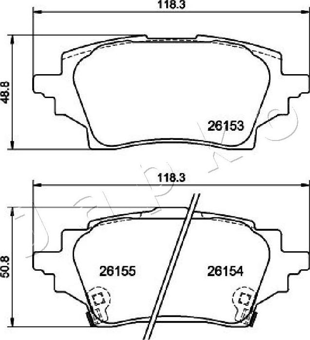 Japko 51263 - Комплект спирачно феродо, дискови спирачки vvparts.bg