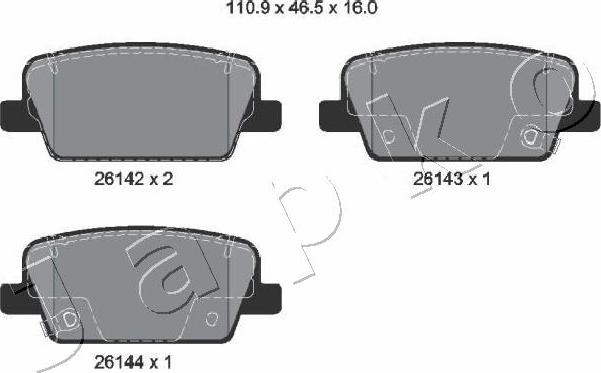 Japko 51H15 - Комплект спирачно феродо, дискови спирачки vvparts.bg