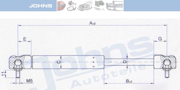 Johns 30 16 95-92 - Газов амортисьор, багажно / товарно пространство vvparts.bg