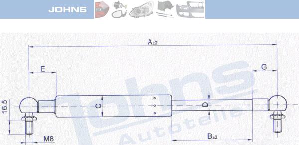 Johns 27 28 95-95 - Газов амортисьор, багажно / товарно пространство vvparts.bg