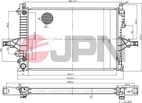 JPN 60C9072-JPN - Радиатор, охлаждане на двигателя vvparts.bg