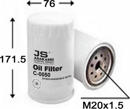 JS Asakashi C0050 - Маслен филтър vvparts.bg