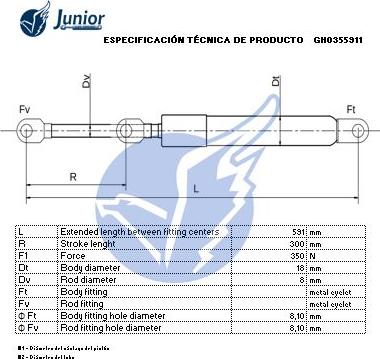 JUNIOR GH0355911 - Газов амортисьор, багажно / товарно пространство vvparts.bg