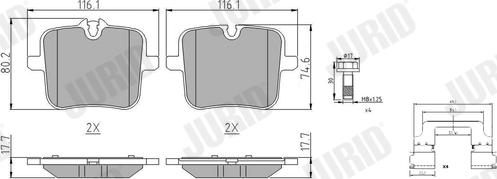 Jurid 574038J - Комплект спирачно феродо, дискови спирачки vvparts.bg