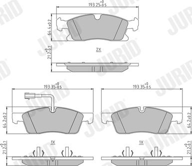 Jurid 574161J - Комплект спирачно феродо, дискови спирачки vvparts.bg