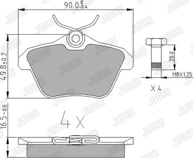 Jurid 571908J - Комплект спирачно феродо, дискови спирачки vvparts.bg