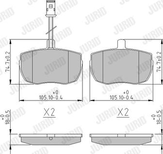 Jurid 571444J - Комплект спирачно феродо, дискови спирачки vvparts.bg