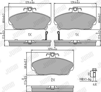 Jurid 571438J - Комплект спирачно феродо, дискови спирачки vvparts.bg