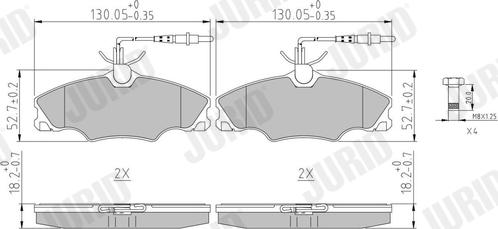 Jurid 571897J - Комплект спирачно феродо, дискови спирачки vvparts.bg