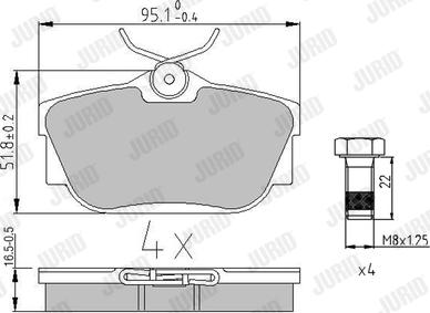 Jurid 571875J - Комплект спирачно феродо, дискови спирачки vvparts.bg