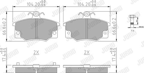 Jurid 571309J - Комплект спирачно феродо, дискови спирачки vvparts.bg