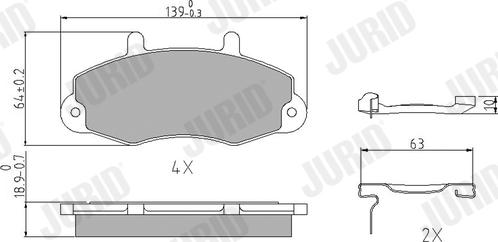 Jurid 571745J - Комплект спирачно феродо, дискови спирачки vvparts.bg