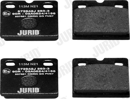 Jurid 573942J - Комплект спирачно феродо, дискови спирачки vvparts.bg