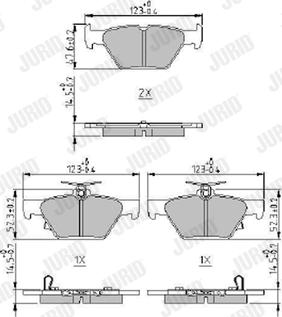 Jurid 573980J - Комплект спирачно феродо, дискови спирачки vvparts.bg