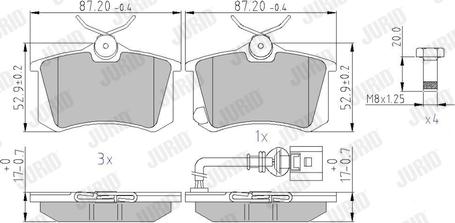 Jurid 573938J - Комплект спирачно феродо, дискови спирачки vvparts.bg