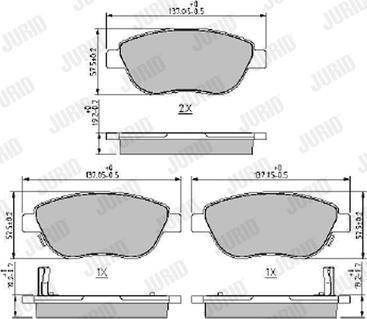 Jurid 573446J - Комплект спирачно феродо, дискови спирачки vvparts.bg