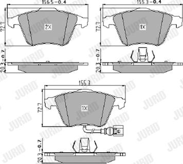 Jurid 573463J - Комплект спирачно феродо, дискови спирачки vvparts.bg