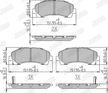 Jurid 573467J - Комплект спирачно феродо, дискови спирачки vvparts.bg