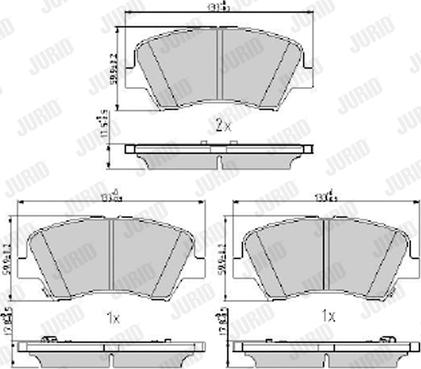 Jurid 573406J - Комплект спирачно феродо, дискови спирачки vvparts.bg