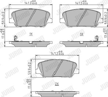 Jurid 573407J - Комплект спирачно феродо, дискови спирачки vvparts.bg