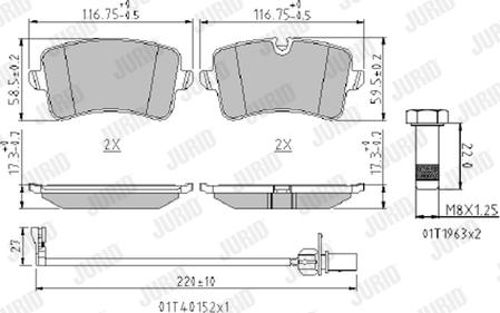 Jurid 573428J - Комплект спирачно феродо, дискови спирачки vvparts.bg