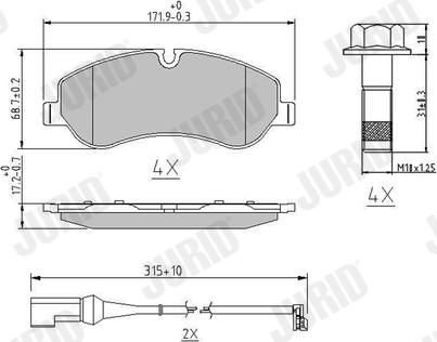 Jurid 573690J - Комплект спирачно феродо, дискови спирачки vvparts.bg