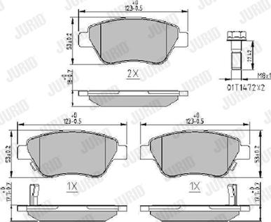 Jurid 573652J - Комплект спирачно феродо, дискови спирачки vvparts.bg