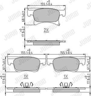 Jurid 573657J - Комплект спирачно феродо, дискови спирачки vvparts.bg