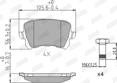 Jurid 573667J - Комплект спирачно феродо, дискови спирачки vvparts.bg