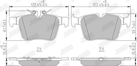 Jurid 573609J - Комплект спирачно феродо, дискови спирачки vvparts.bg