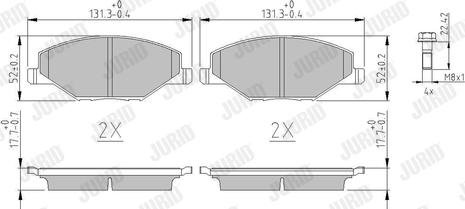 Jurid 573601J - Комплект спирачно феродо, дискови спирачки vvparts.bg