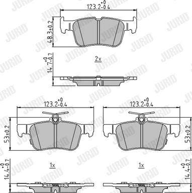 Jurid 573687J - Комплект спирачно феродо, дискови спирачки vvparts.bg