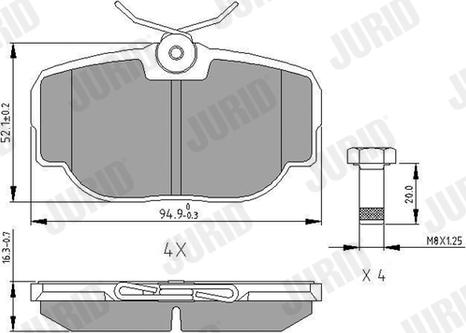 Jurid 573067J - Комплект спирачно феродо, дискови спирачки vvparts.bg