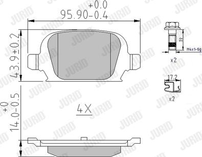 Jurid 573009J - Комплект спирачно феродо, дискови спирачки vvparts.bg