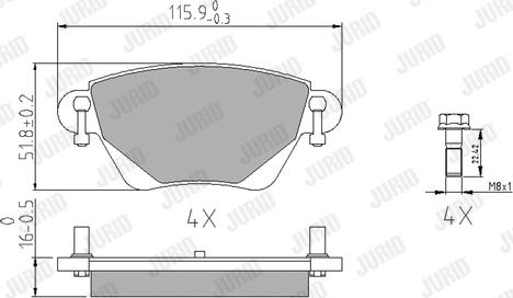 Jurid 573012J - Комплект спирачно феродо, дискови спирачки vvparts.bg