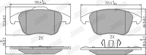 Jurid 573193J - Комплект спирачно феродо, дискови спирачки vvparts.bg