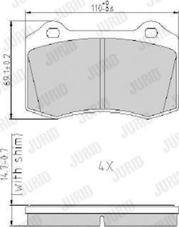 Jurid 573149J - Комплект спирачно феродо, дискови спирачки vvparts.bg