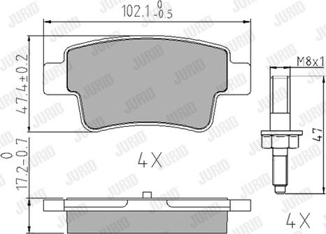 Jurid 573166J - Комплект спирачно феродо, дискови спирачки vvparts.bg