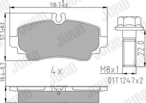 Jurid 573100J - Комплект спирачно феродо, дискови спирачки vvparts.bg