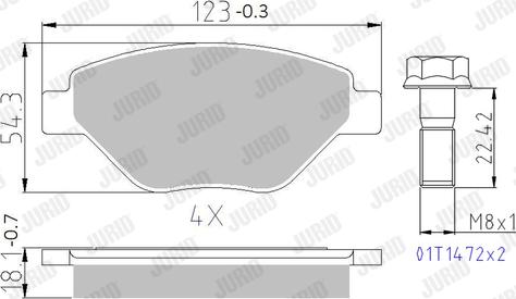 Jurid 573123J - Комплект спирачно феродо, дискови спирачки vvparts.bg