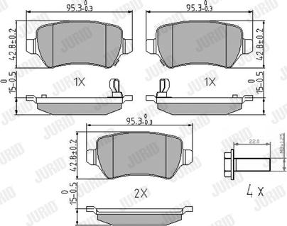 Jurid 573122J - Комплект спирачно феродо, дискови спирачки vvparts.bg