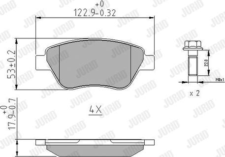 Jurid 573170J - Комплект спирачно феродо, дискови спирачки vvparts.bg