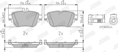 Jurid 573843J - Комплект спирачно феродо, дискови спирачки vvparts.bg