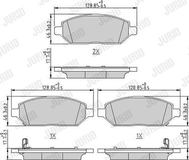 Jurid 573805J - Комплект спирачно феродо, дискови спирачки vvparts.bg