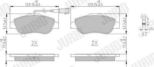 Jurid 573839J - Комплект спирачно феродо, дискови спирачки vvparts.bg