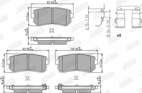 Jurid 573830J - Комплект спирачно феродо, дискови спирачки vvparts.bg