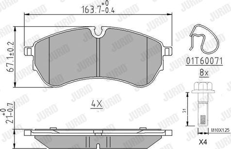 Jurid 573831J - Комплект спирачно феродо, дискови спирачки vvparts.bg