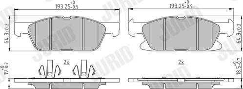 Jurid 573837J - Комплект спирачно феродо, дискови спирачки vvparts.bg